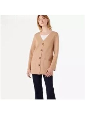 Kate Spade Scalloped Sweater Blazer size M camel colour